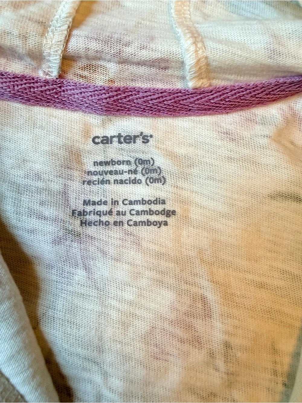 Carter's Cream Hooded Zip Jacket with Purple Floral Print